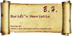 Burián Henrietta névjegykártya