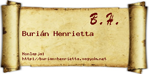 Burián Henrietta névjegykártya