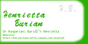 henrietta burian business card